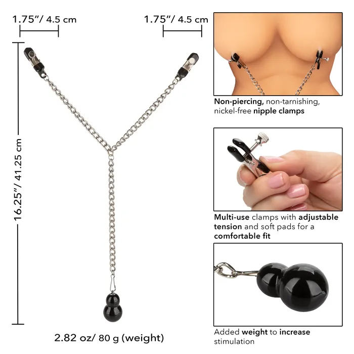 Female Sex Toys California Exotic Nipple Play Weighted Dual Tier Nipple Clamps