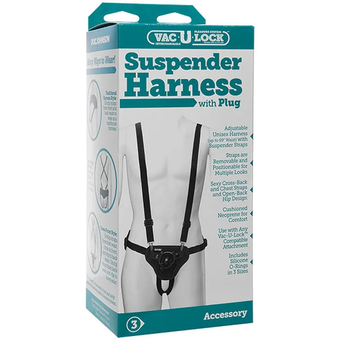 Female Sex Toys Doc Johnson VacULock Suspender Harness With Plug Black