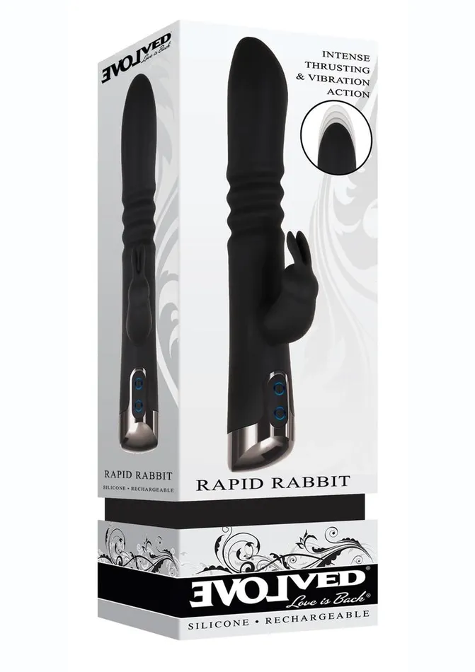 Female Sex Toys Evolved Rapid Rabbit Rechargeable Silicone Thrusting Rabbit Vibrator