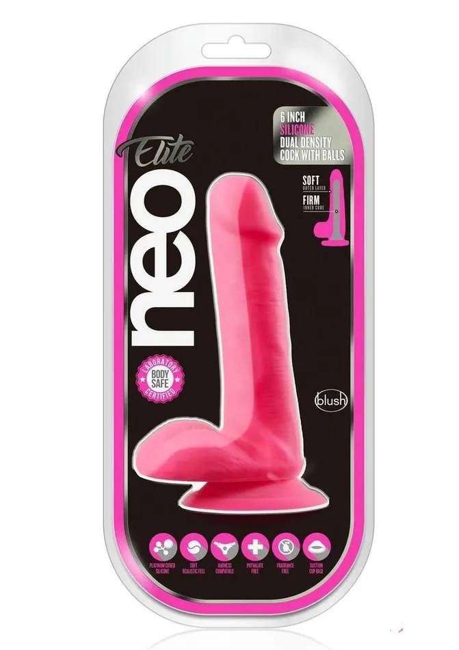 Female Sex Toys Neo Elite Neo Elite Silicone Dual Density Dildo with Balls