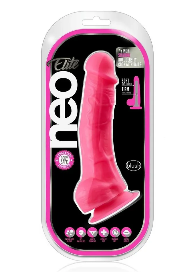 Female Sex Toys Neo Elite Neo Elite Silicone Dual Density Dildo with Balls