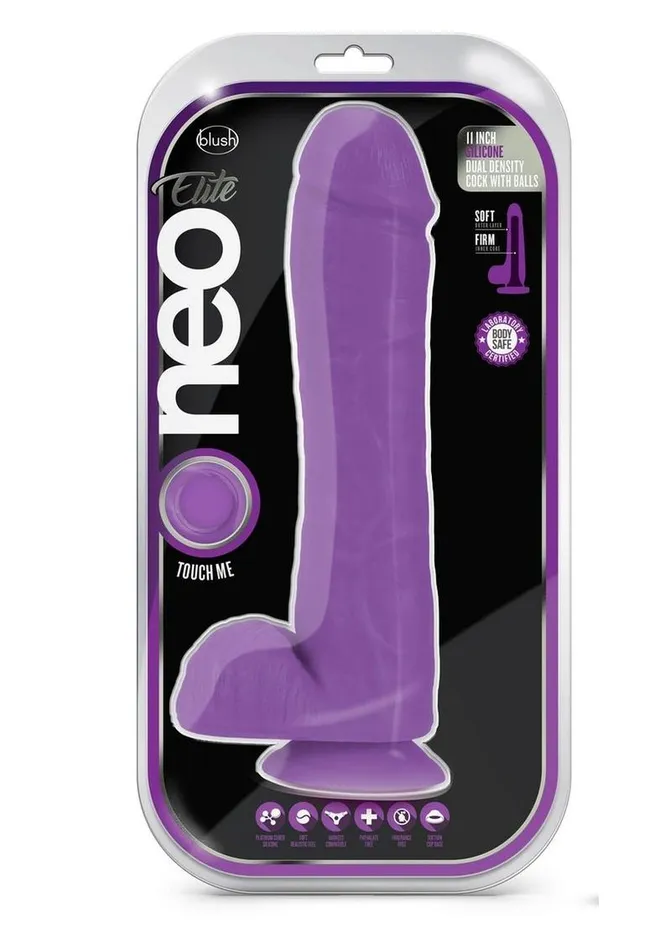 Female Sex Toys Neo Elite Neo Elite Silicone Dual Density Dildo with Balls