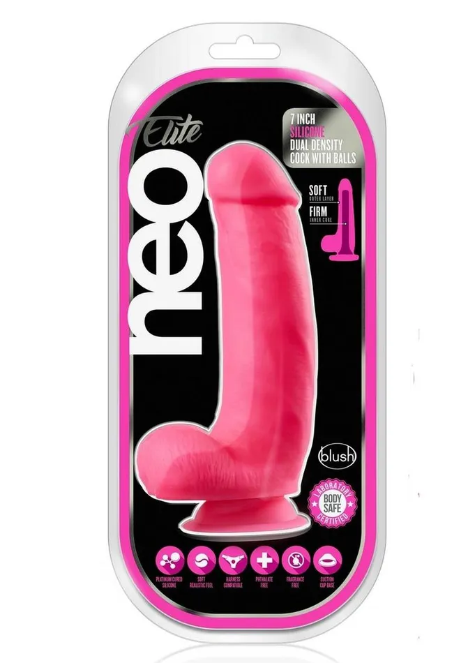 Female Sex Toys Neo Elite Neo Elite Silicone Dual Density Dildo with Balls