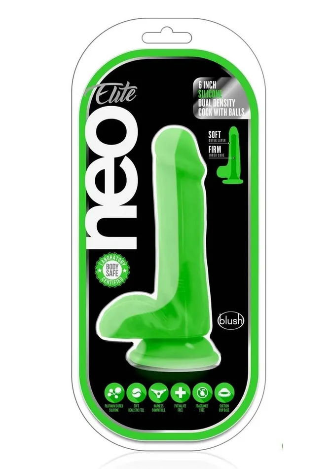 Female Sex Toys Neo Elite Neo Elite Silicone Dual Density Dildo with Balls