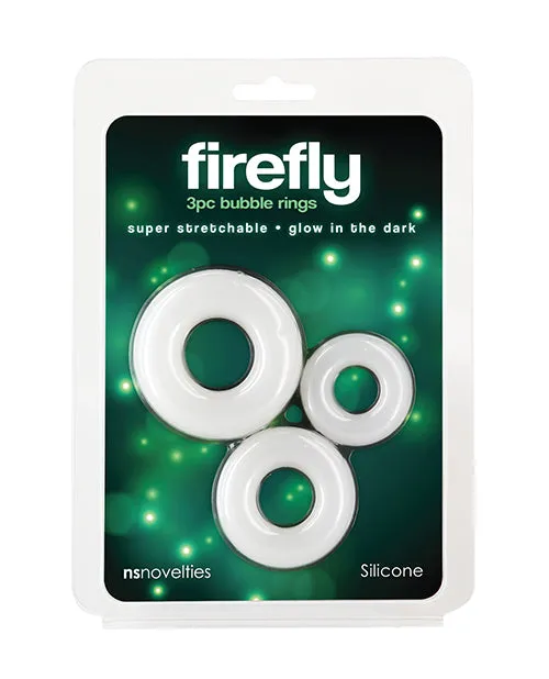 Firefly Glow in the Dark Bubble Cock Rings White Pack of 3 Ns Novelties INC Dildos