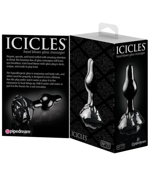 Icicles No 77 Hand Blown Glass Rose Butt Plug Black Pipedream Products Anal