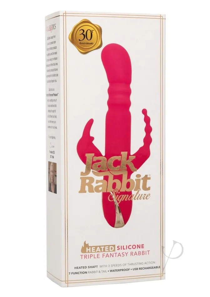 Jack Rabbit Signature Heated Rechargeable Silicone Triple Fantasy Rabbit Vibrator Jack Rabbit Female Sex Toys