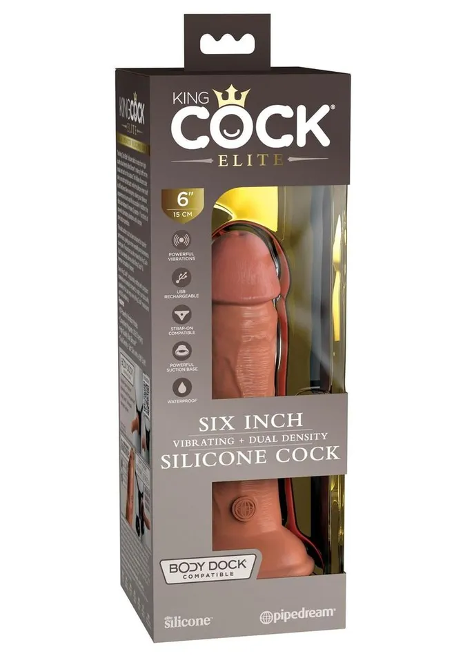 King Cock Female Sex Toys King Cock Elite Dual Density Vibrating Rechargeable Silicone Dildo