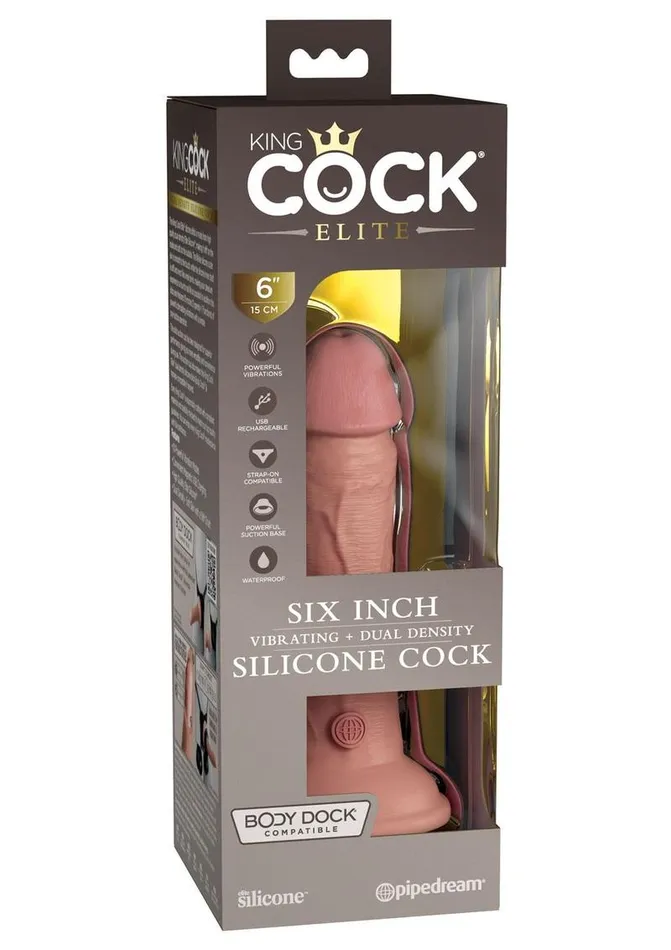 King Cock Female Sex Toys King Cock Elite Dual Density Vibrating Rechargeable Silicone Dildo