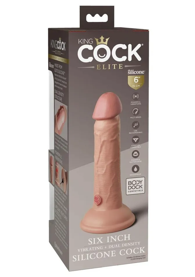 King Cock Female Sex Toys King Cock Elite Dual Density Vibrating Rechargeable Silicone Dildo