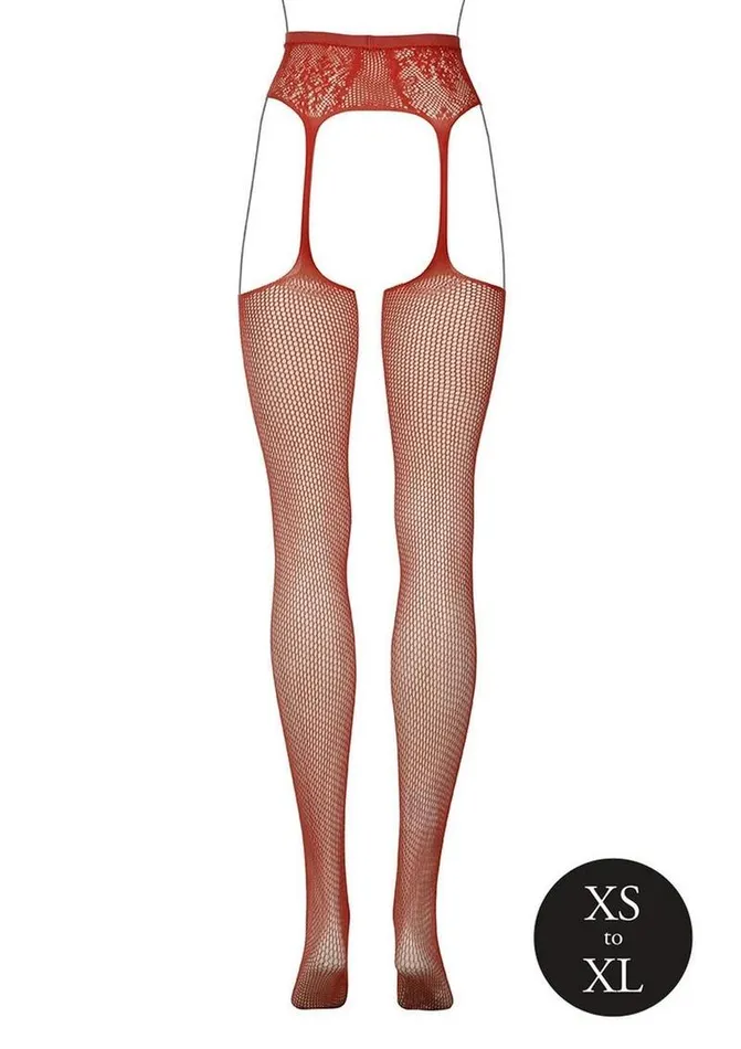 Le Desir Fishnet and Lace Garterbelt Stocking One Size Sunset Glow Le Desir Teddies And Bodies