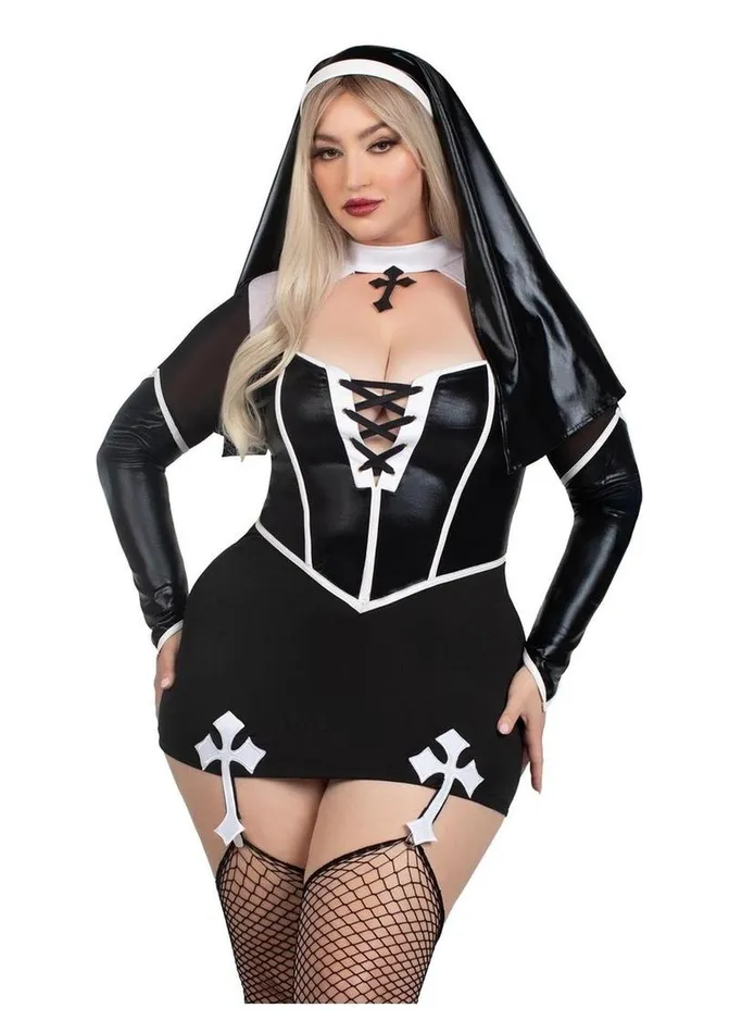 Leg Avenue Holy Hottie Set Boned Garter Dress with Cross Accents and Nun Habit 2 Piece 1x2x Leg Avenue Male Sex Toys