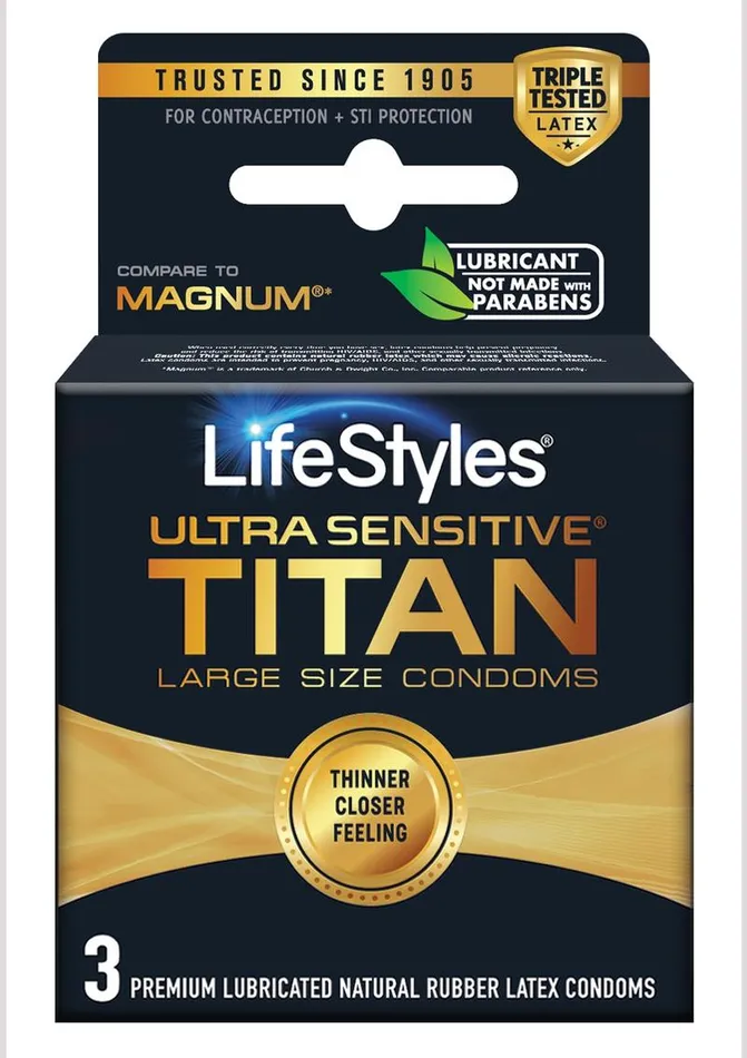 Lifestyles Male Sex Toys LifeStyles Condom Ultra Sensitive Titan 3 Pack Extra