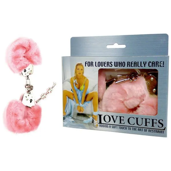 Love Cuffs Pink Fluffy Hand Cuffs Excellent Power Vibrators