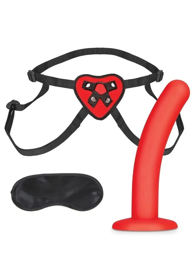 Lux Fetish Red Heart StrapOn Harness and Silicone Dildo Lux Fetish Female Sex Toys