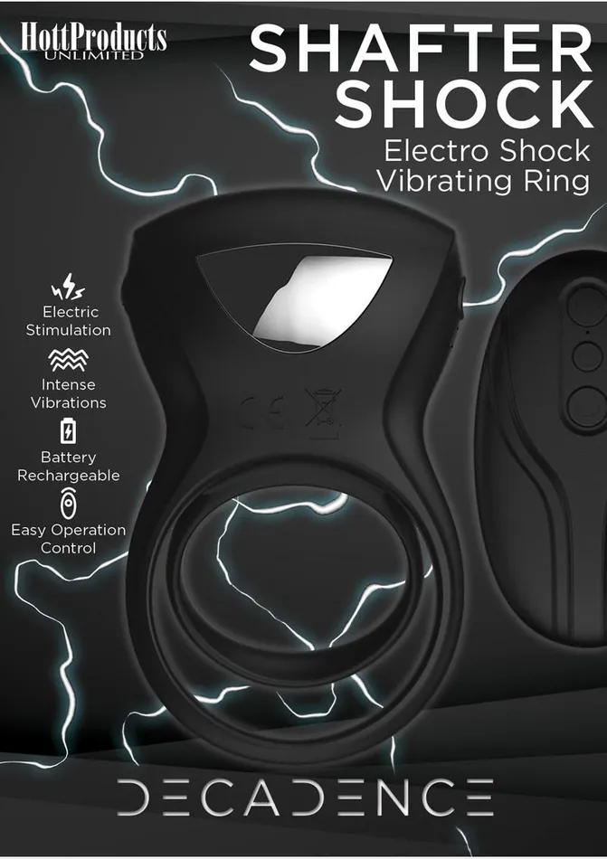 Male Sex Toys Decadence Shafter Shock Silicone Electro Shock Cock Ring with Remote Control Decadence