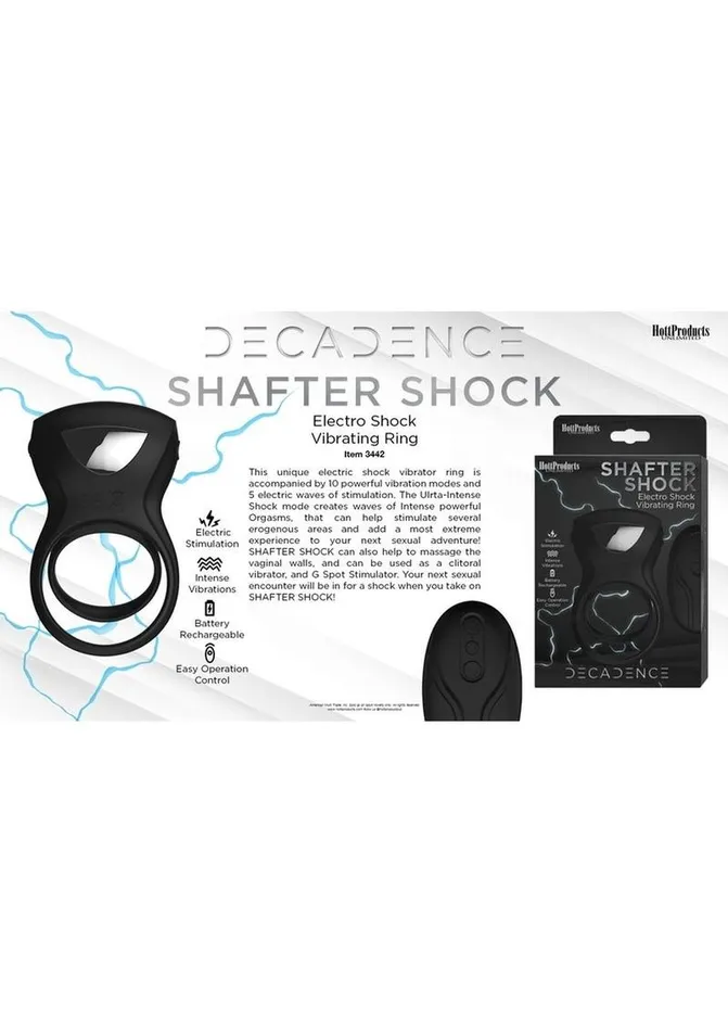 Male Sex Toys Decadence Shafter Shock Silicone Electro Shock Cock Ring with Remote Control Decadence