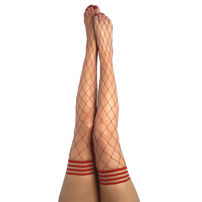 Male Sex Toys Kixies Kixies CLAUDIA Large Diamond Fishnet Thigh Highs Red Size B