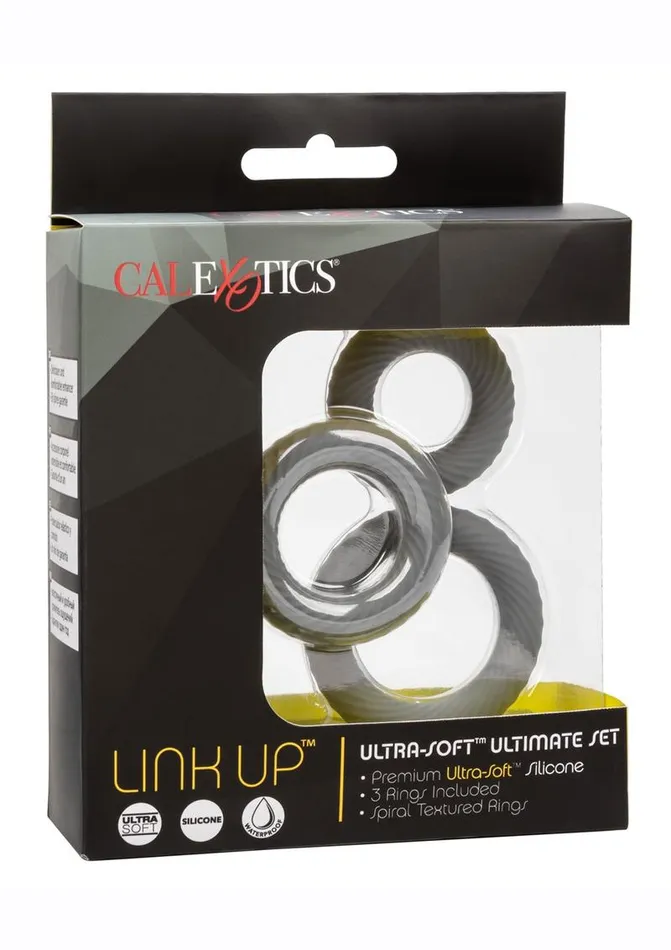 Male Sex Toys Link Up Ultra Soft Ultimate Set Silicone Cock Rings Link Up