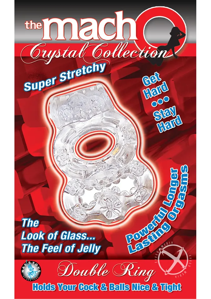 Male Sex Toys Macho The Macho Crystal Collection Double Ring Vibrating Cock Ring