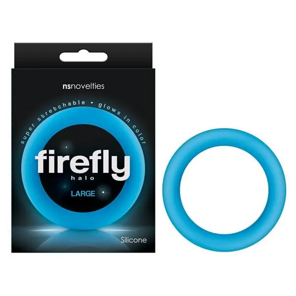 Male Sex Toys NS Novelties Firefly Halo Glow In Dark Blue Large 60 mm Cock Ring