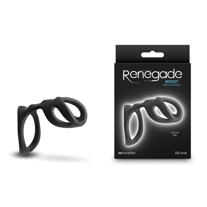 Male Sex Toys Renegade Boost Black Penis Harness NS Novelties