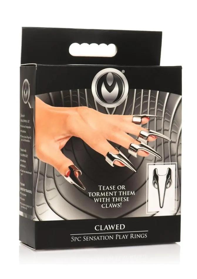 Master Series Clawed Sensation Stainless Steel Play Rings Master Series Male Sex Toys