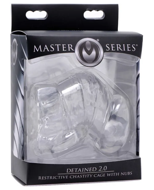 Master Series Detained 20 Restrictive Chastity Cage wNubs Clear Xr LLC Male Sex Toys