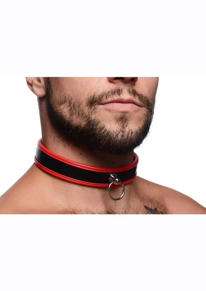 Master Series Male Sex Toys Master Series Black and Red Collar with ORing