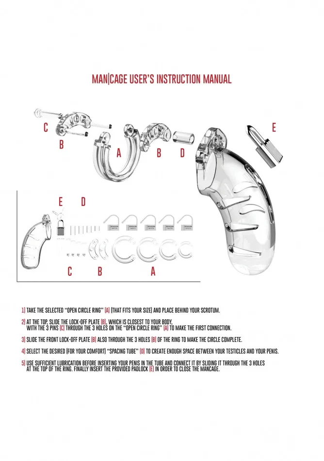 Model 01 Chastity 35 Cock Cage Transparent Shots ManCage Male Sex Toys