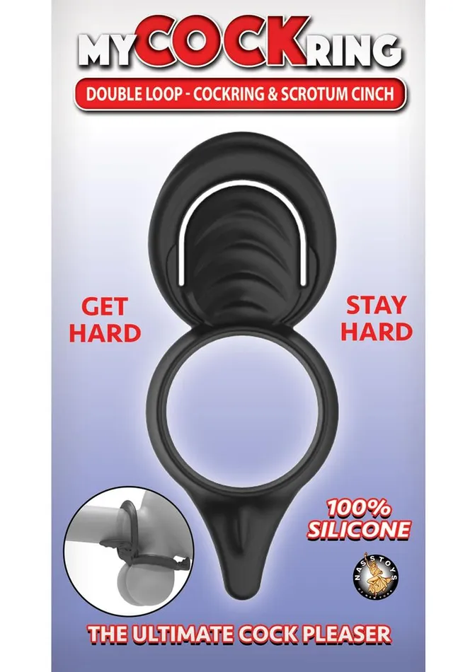 My Cockring Double Loop Silicone Cock Ring and Scrotum Cinch My Cockring Male Sex Toys