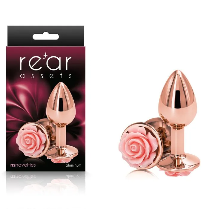 NS Novelties Anal Rear Assets Rose Gold Small 76 cm with Pink Rose Base Metal Butt Plug