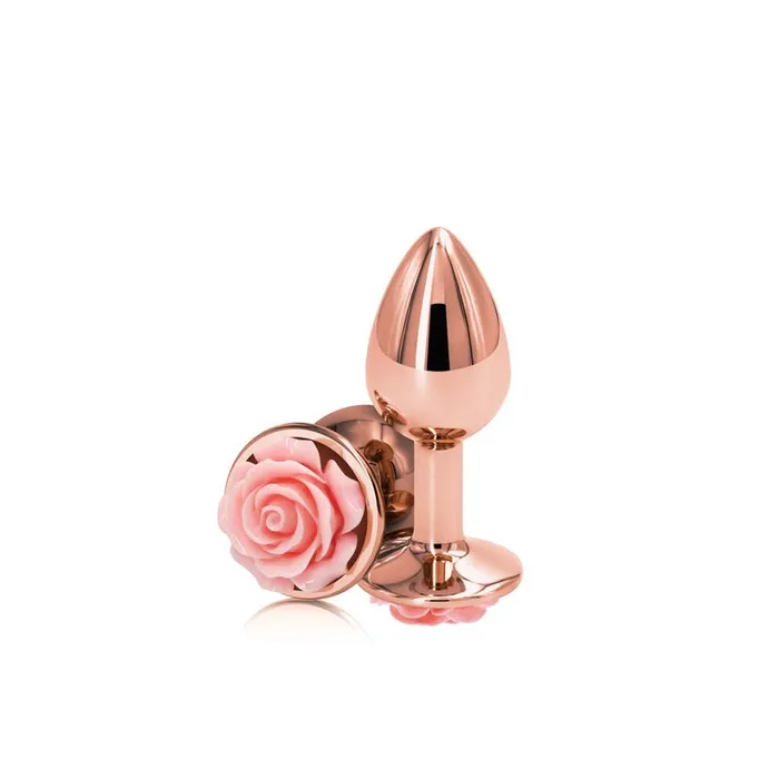 NS Novelties Anal Rear Assets Rose Gold Small 76 cm with Pink Rose Base Metal Butt Plug