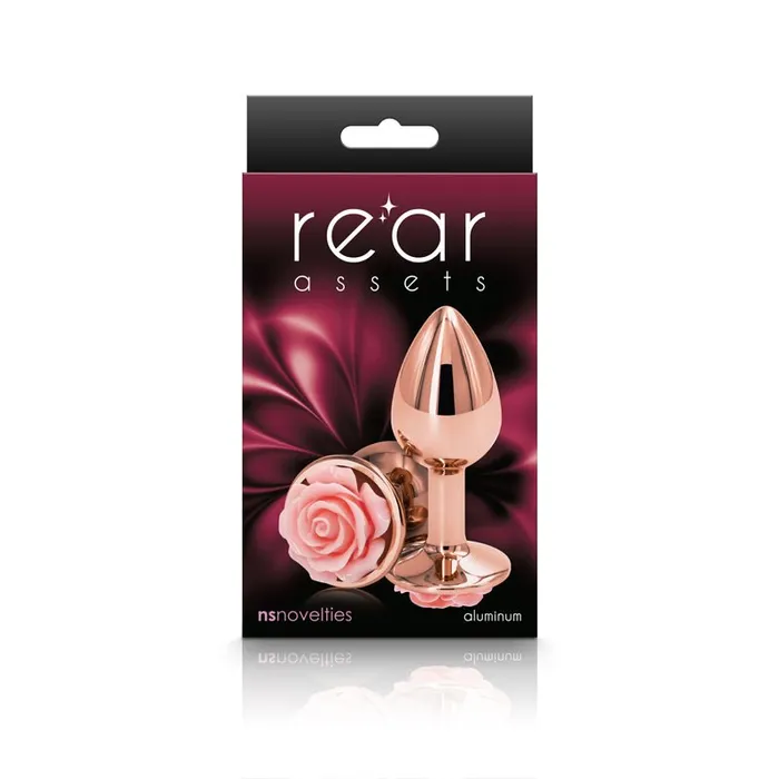 NS Novelties Anal Rear Assets Rose Gold Small 76 cm with Pink Rose Base Metal Butt Plug