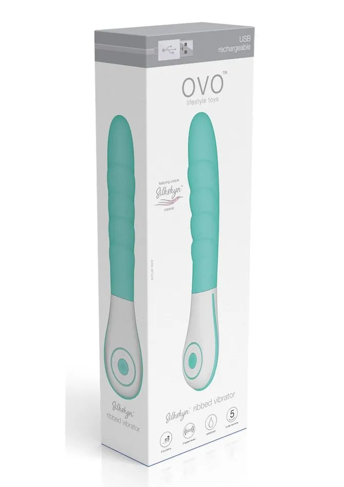 OVO Silkskyn Rechargeable Silicone Ribbed Vibrator OVO Female Sex Toys