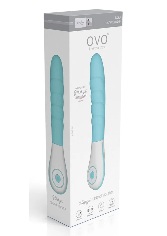 OVO Silkskyn Rechargeable Silicone Ribbed Vibrator OVO Female Sex Toys