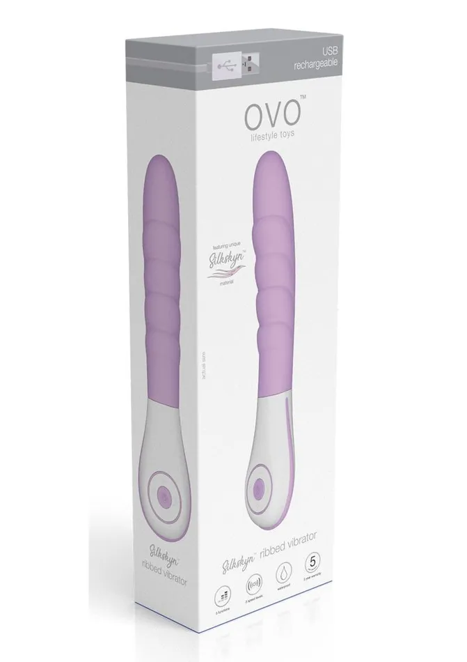 OVO Silkskyn Rechargeable Silicone Ribbed Vibrator OVO Female Sex Toys