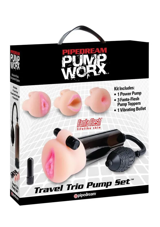 Pump Worx Travel Trio 9 Piece Penis Pump and Pleasure Sleeve Pump Worx Male Sex Toys