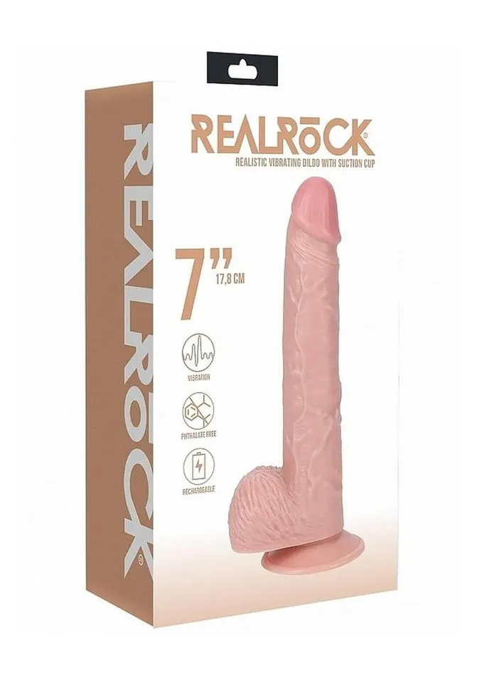 Real Rock Female Sex Toys Realrock Vibrating Cock with Balls Regular Straight