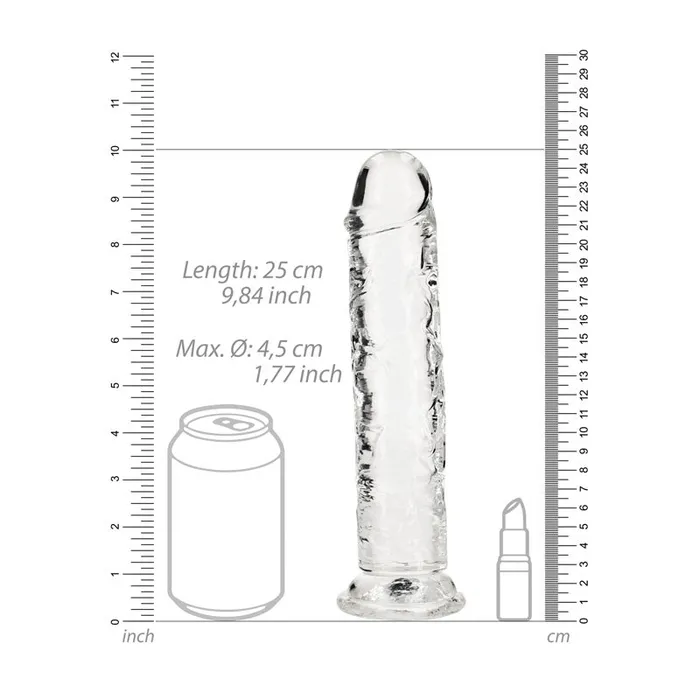 REALROCK 25 cm Straight Dildo Clear Clear 25 cm 10 Dong Shots Toys Dildos