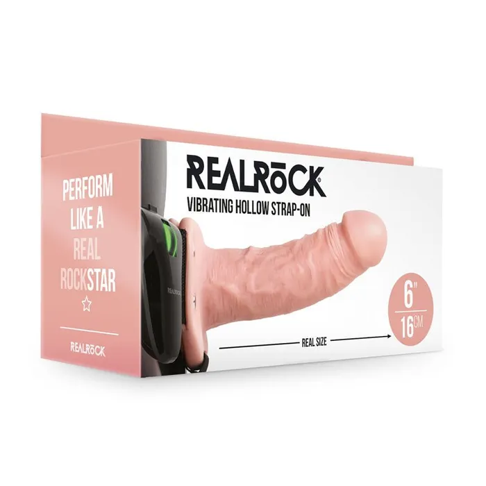 REALROCK Vibrating Hollow Strapon 155 cm Flesh Flesh 155 cm Vibrating Hollow StrapOn Shots Toys Female Sex Toys