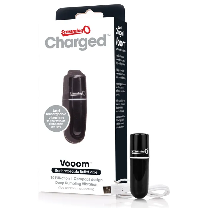 Screaming O Vibrators Charged Vooom Rechargeable Bullet Vibe Black