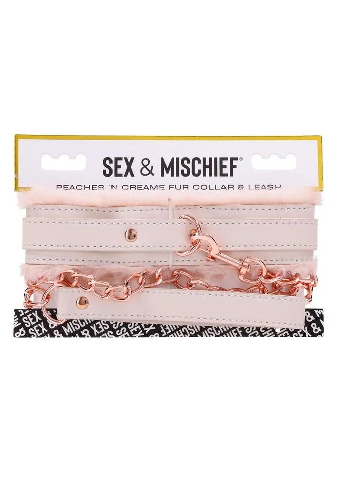 Sex and Mischief Couples Sex and Mischief Peaches N Creame Fur Collar Andamp Leash