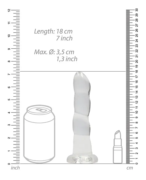 Shots RealRock Crystal Clear 7 Rippled Dildo Transparent Shots America LLC Dildos