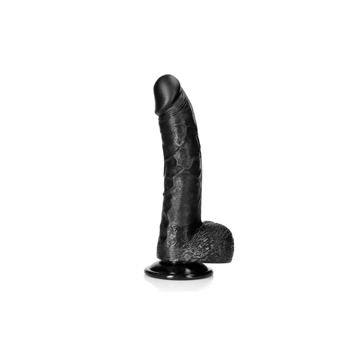 Shots Toys Dildos REALROCK Realistic Regular Curved Dong with Balls Black 205 cm 8 Dong