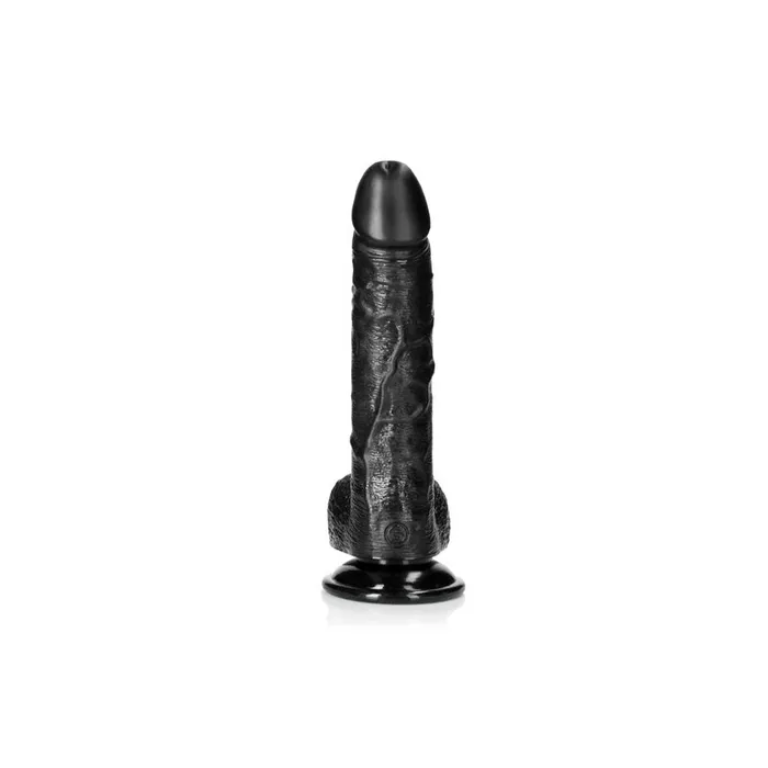 Shots Toys Dildos REALROCK Realistic Regular Curved Dong with Balls Black 205 cm 8 Dong