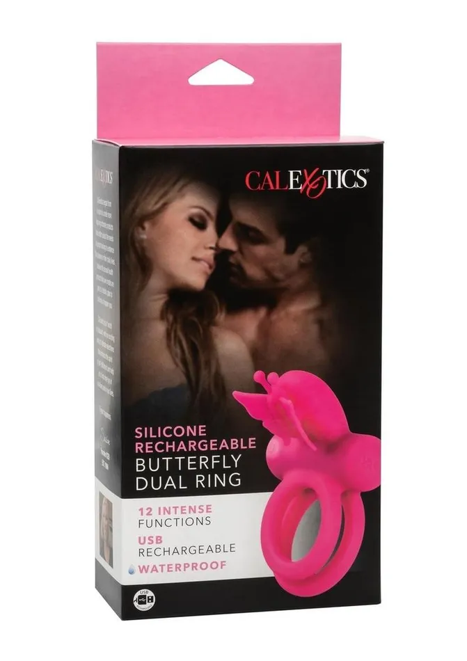 Silicone Rechargeable Dual Butterfly Couples Ring Couples Enhancers Female Sex Toys