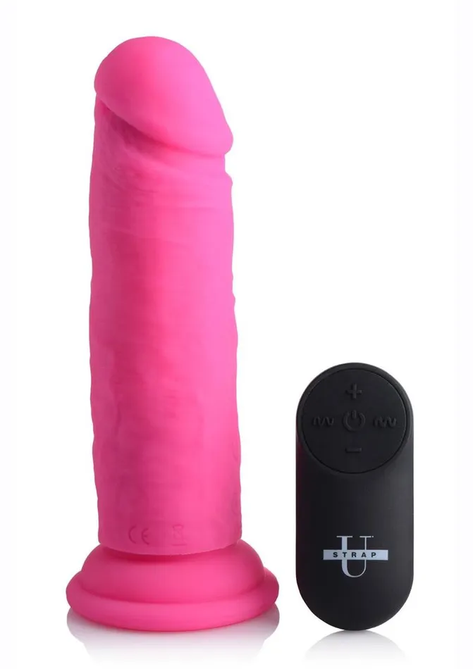 Strap U Power Player 28x Vibrating Silicone Rechargeable Dildo 65in with Remote Control STRAP U Female Sex Toys