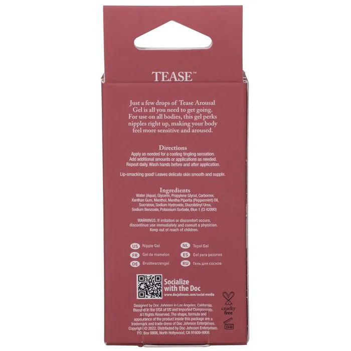 TEASE Nipple Arousal Gel Mint 10 gram Tube Doc Johnson Couples