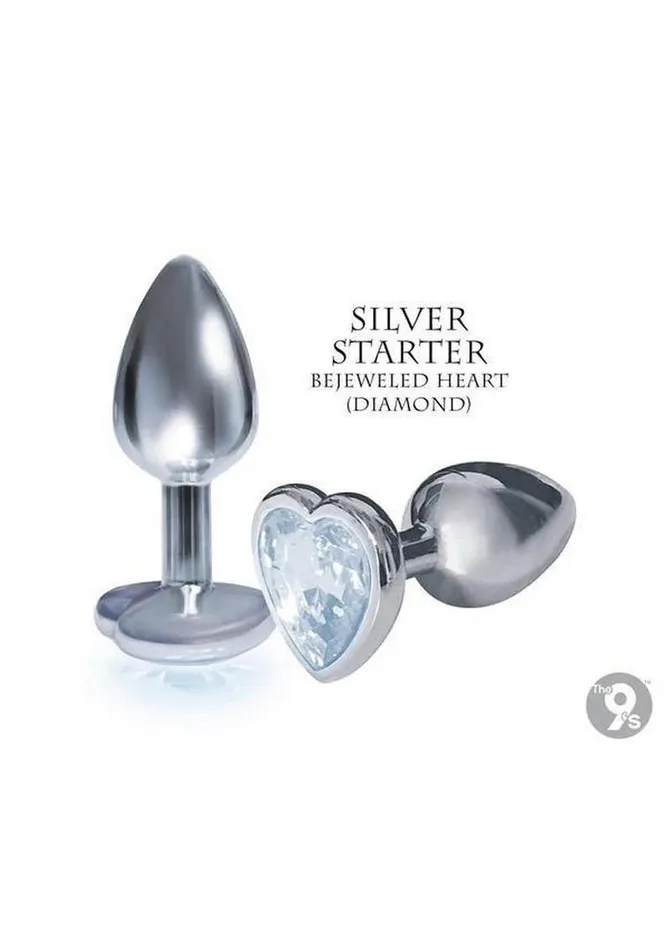 THE 9S Anal The 9s The Silver Starter Bejeweled Heart Stainless Steel Plug